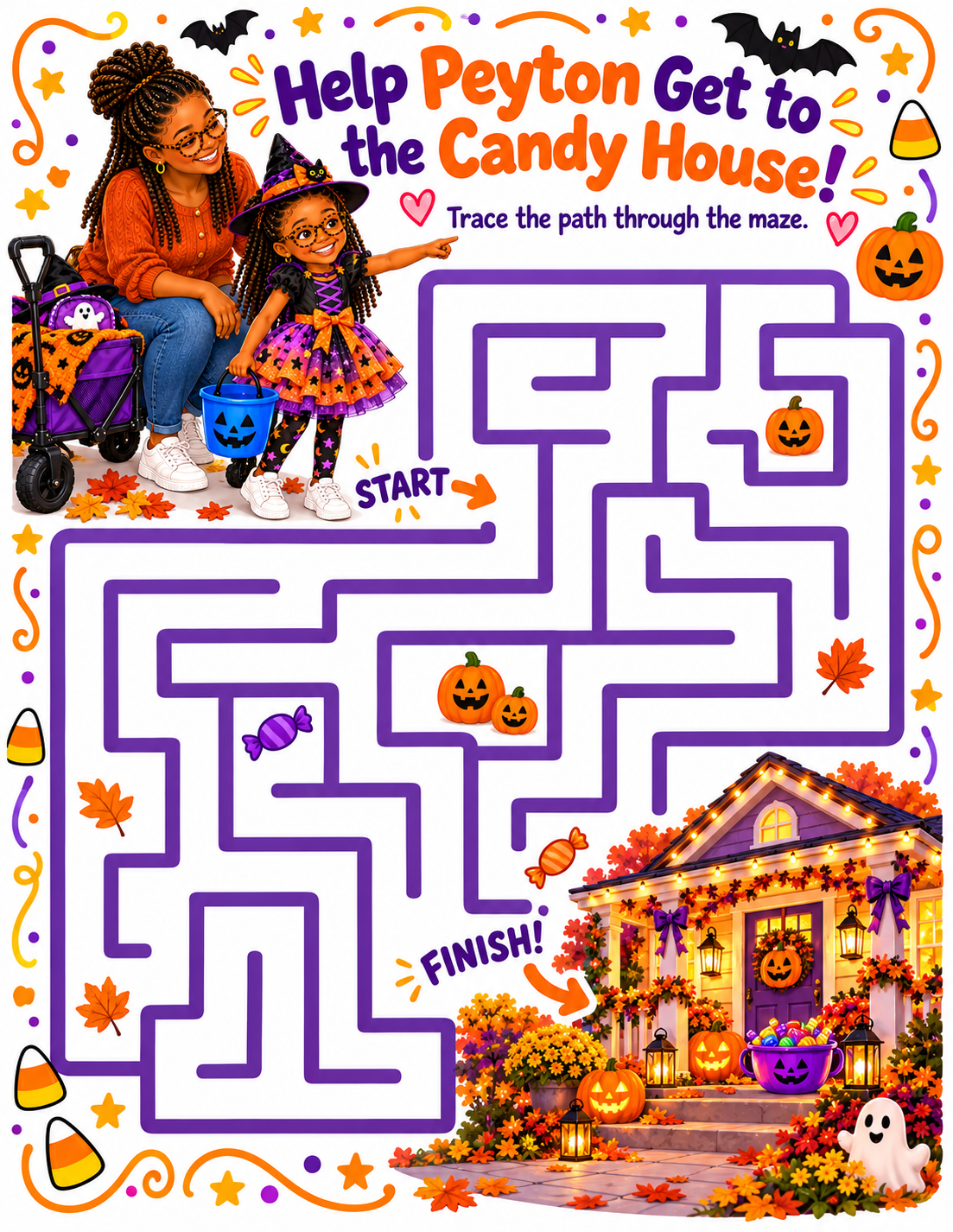Help Peyton Get to the Candy House maze