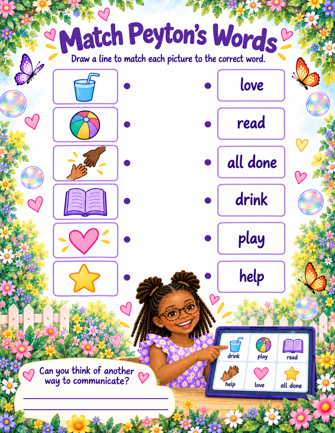 Match Peyton's Words activity preview